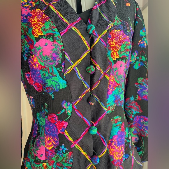 Vintage Silk Multicolor Women's Jacket Size 6 - Picture 4 of 8